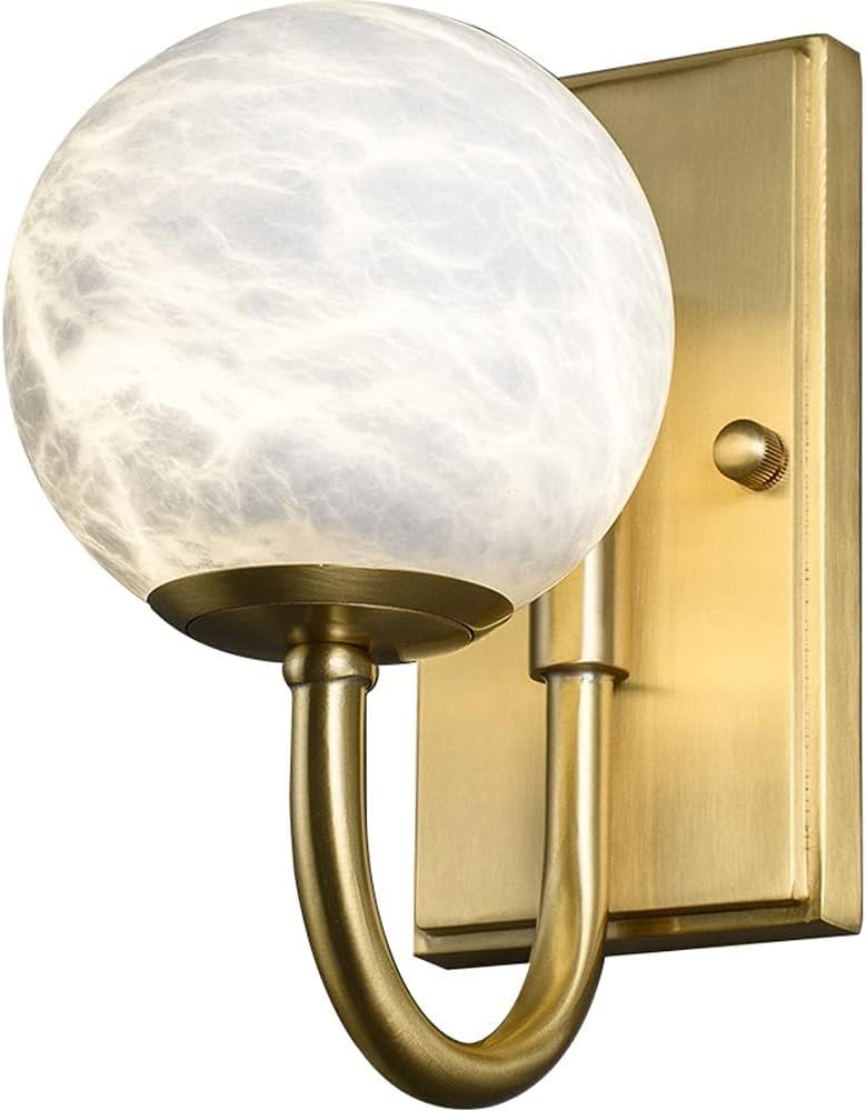 ASerZenith Post-Modern Wall Lamp All-Copper Spanish Marble Lampshade Wall Lights Indoor Fixture G9 Light Source,Chandelier Lamps