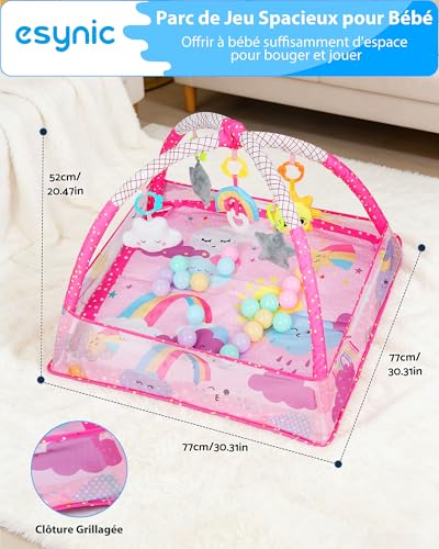 Tapis d'éveil bébé eSynic rose, le cadeau de naissance idéal - 2
