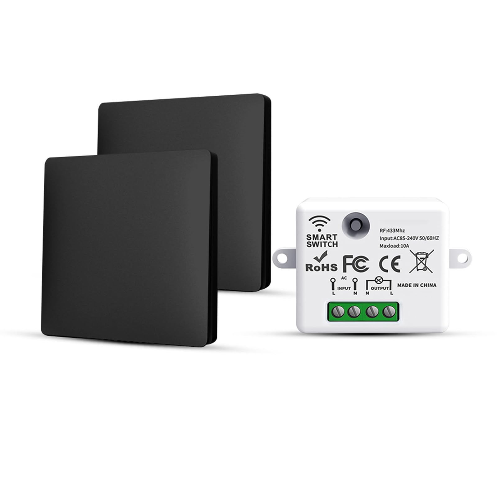 Interruptor Inalámbrico, 3 Interruptores de Iluminación Sin Batería Inalámbricos de Ida y Vuelta Con Transmisor y Controlador Receptor RF433 10A 240V (Kit 2 Vías)