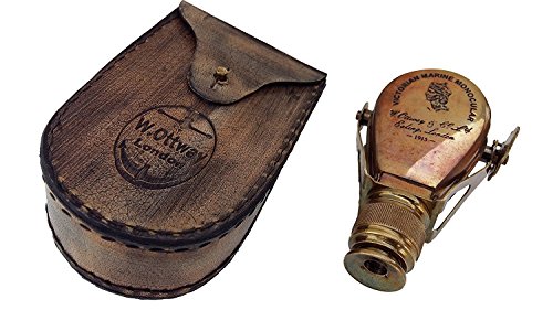 US HANDICRAFTS 3" Pocket MONOCULAR - Brass Spyglass Telescope with Leather Case….