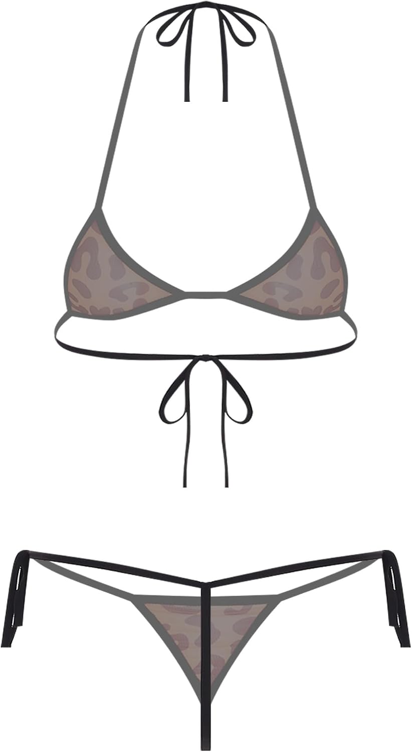 TiaoBug Womens Sexy Micro Bikini Swim Lingerie Set Exotic Bra Top with Thong Japanese Swimsuit