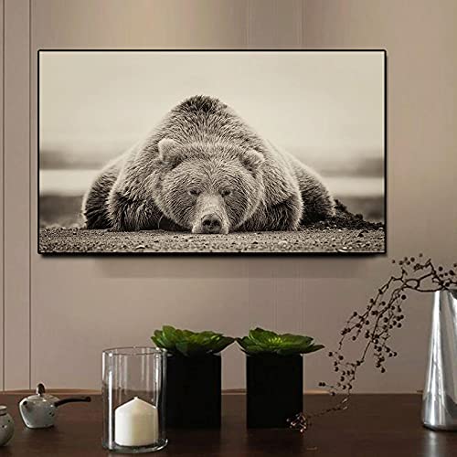 Dier Canvas Schilderij Zwarte Beer Liggend Op De Grond Poster Print Modern Wall Art Foto Voor Woonkamer Home Decor… - Image 5
