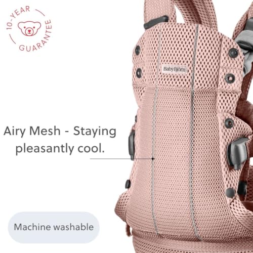 Image of BabyBjorn Baby Carrier Harmony, Dusty Pink, 3D Mesh | 3-in-1 Ergonomic Baby Carrier; Newborn, Facing-in, Outward-Facing, and Back Carrying Positions Supported (7-40 lbs), Newborn to Toddler