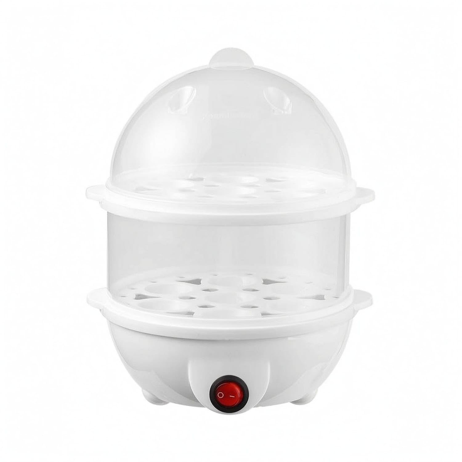 Transparent Two-Tier Egg Steamer Round Dome Lid Electric Egg Boiler 110V Kitchen Appliance Compact, White, Us 110V Double Layer-image-25