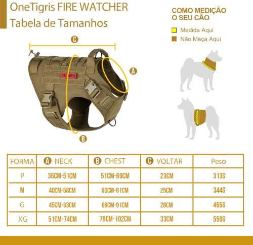 OneTigris Peitoral para cães, peitoral tático para colete cães com alça, sem puxar, fácil ajuste aju
