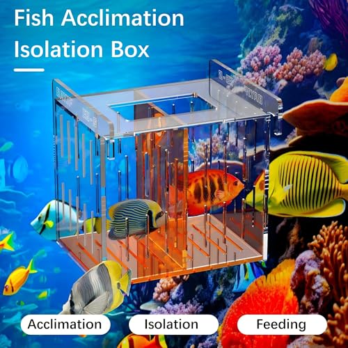 ONE BAYJF Acrylic Acclimation Box for Saltwater Fish and Reef Coral Quarantine Isolation Box for Aquarium Fish Hydroponic Plant External Breeding Box