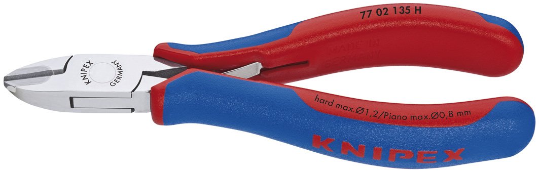 KNIPEX Tools - Electronics Diagonal Cutters With Carbide Metal Cutting Edges, Multi-Component (7702135H)