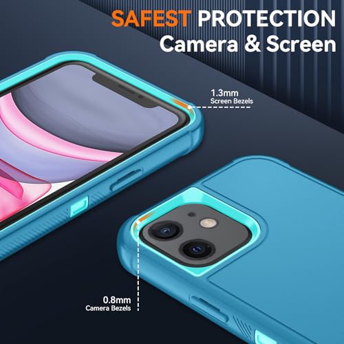Image of SunStory Compatible with iPhone 11 Case with HD Screen Protector, 3-Layer Heavy Duty Full-Body Cover,3 in 1 Hybrid Protective Case for iPhone 11 6.1 inch,LakeSkyBlue