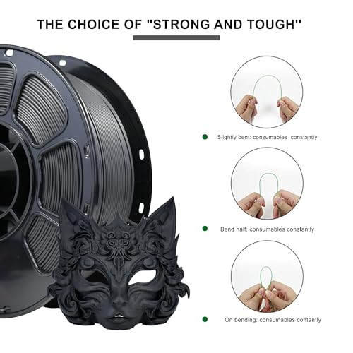 Image of iBOSS Matte PLA+ Filament Matte Black 1KG, 1.75mm 3D Printer Filament Dimensional Accuracy + /- 0.02mm, 1kg Carboard Spool (2.2lbs) for Most FDM 3D Printers