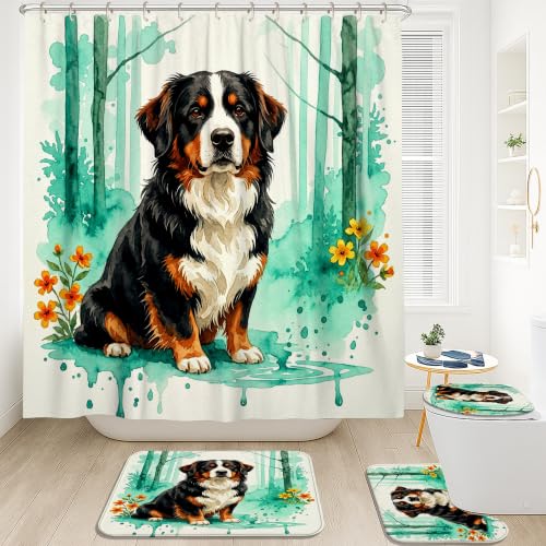 Rideau de douche imperméable nature fleur aquarelle 183x183 cm - 3