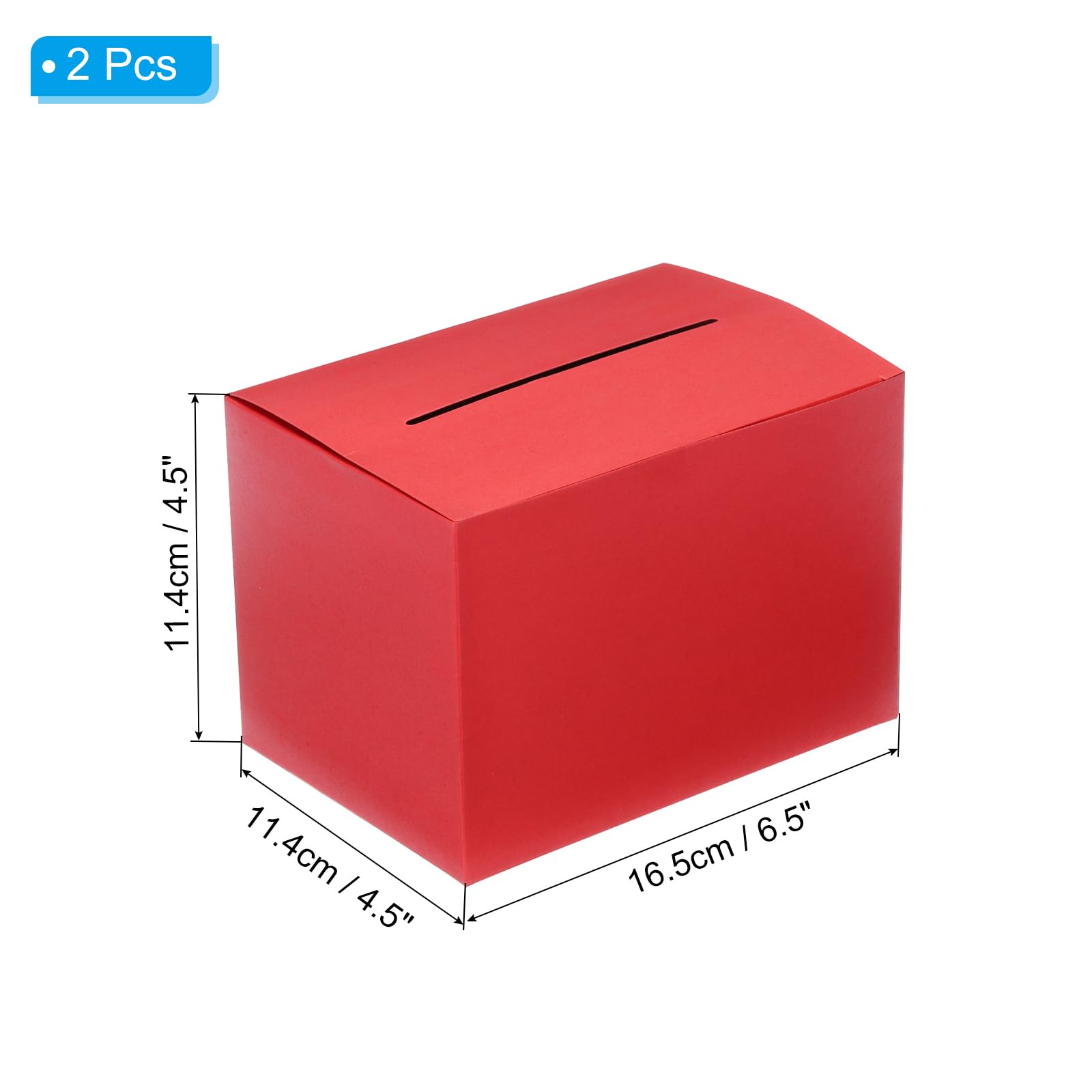 PATIKIL Red Cardboard Suggestion Box, 2 Pcs 6.5 x 4.5 x 4.5 Inch Raffle Box with Removable Header Board for Voting Suggestion - Image 2