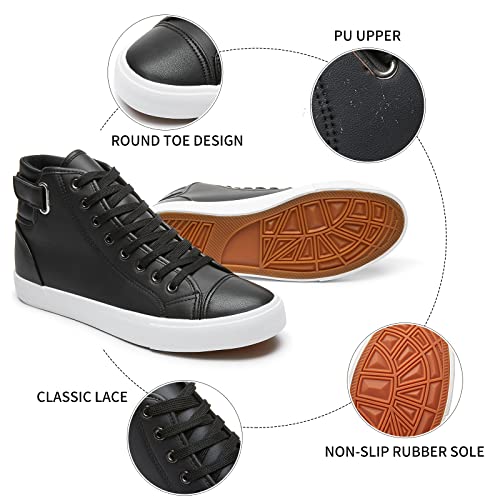 yageyan Men White high top Sneakers for Casual Black pu Leather Fashion Shoes for Men2