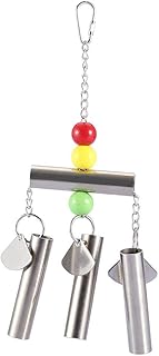Bird Stainless Steel Bells String Parrot Hanging Chew Toy for Parakeet Cockatiel Cockatoo Conure (Silver-1)