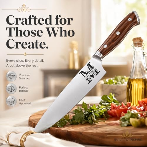 Image of Customizable Custom Chef Knife, Engraved Chef knife, Corporate keepsake, Kitchen Knife with Laser Engraved Monogram - Personalized Touch