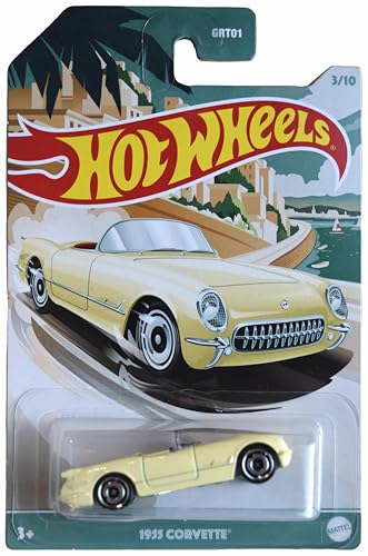 Hot Wheels 1955 Corvette amarillo 3/10 miniatura 1