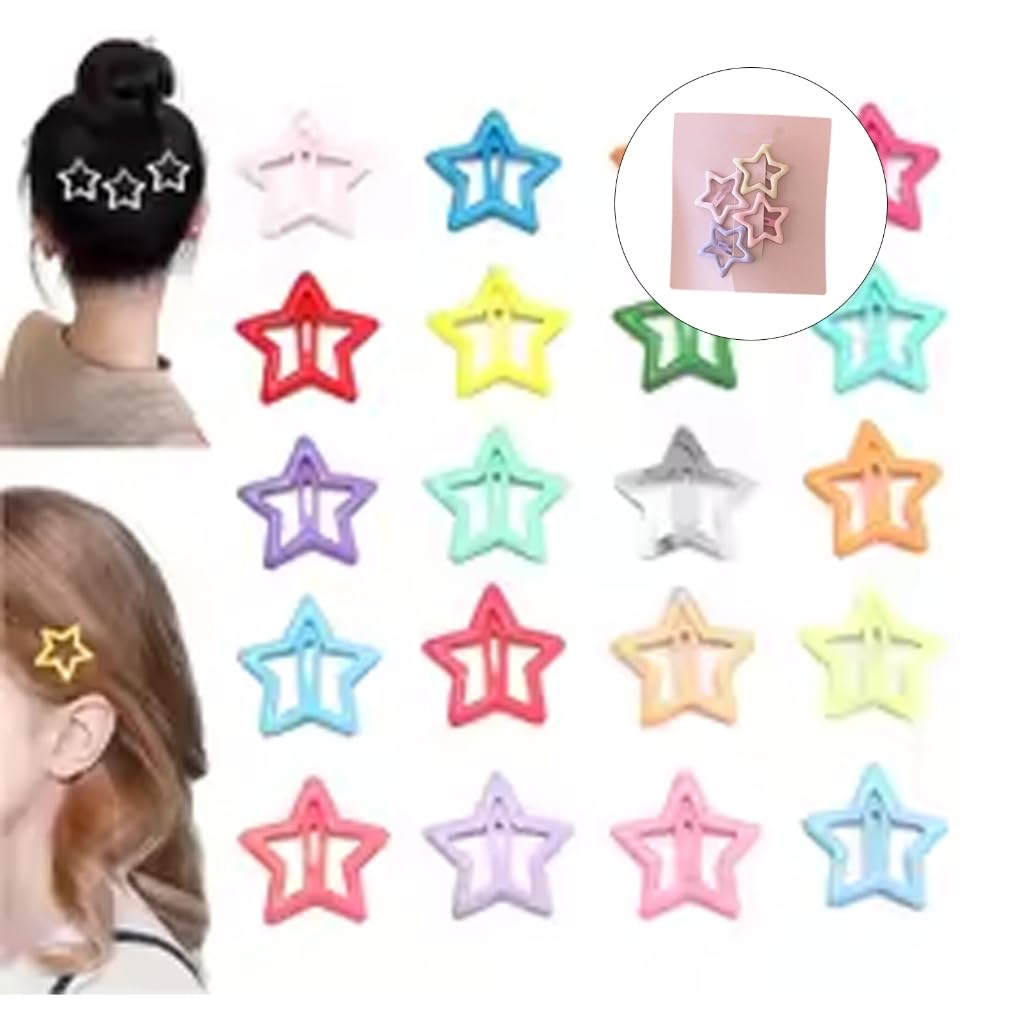 2 Pairs Stylish Acrylic Hair Clip With Star Bows Bear Charm Cream Color Barrettes For Teens Student Daily image 2