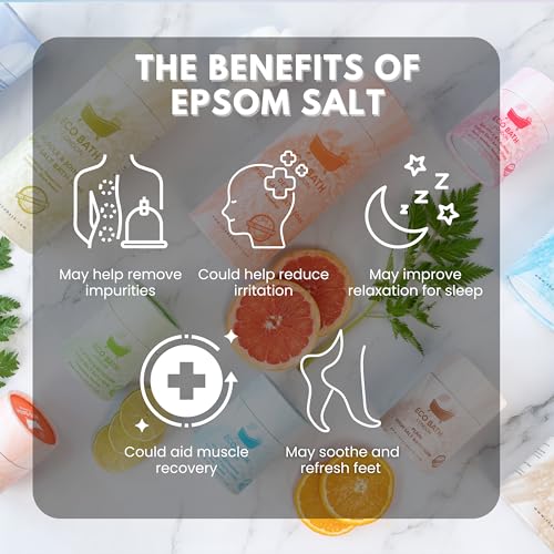 Image of Eco Bath London Plain Epsom Salt Bath Soak - Tube 2.2 LB (1kg) | Made in UK | Made with 100% Pure Epsom Salt | Magnesium Bath Salts for Skin Care