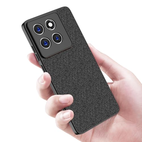 Image of Kapa Soft Full Fabric Protective Back Case Cover for Moto Edge 60 / Edge 60 Fusion | Shockproof Slim Hard Anti Slip Back Case (Black)
