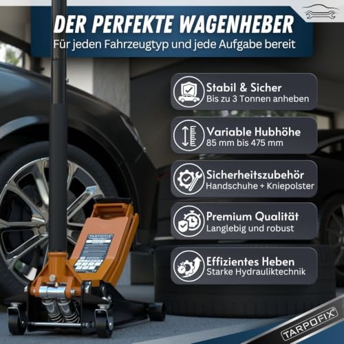 Tarpofix® Wagenheber 3t hydraulisch mit Doppelzylinder [FAZ Testsieger] – Ansicht 3