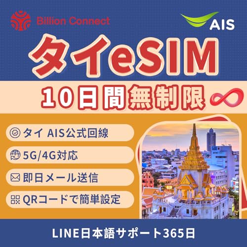�y�^�C eSIM�z10���� �������f�[�^�b100�o�[�c�ʘb�t���bTikTok�EChatGPT�EGoogle�Ή��b�^�C�ő�� AIS ����b5G/4G�Ή��bQR�R�[�h�������[�����M�b�ȒP�ݒ�bLINE�J�X�^�}�[�T�|�[�g�i365���j�b�^�C sim�J�[�h�b�^�C 