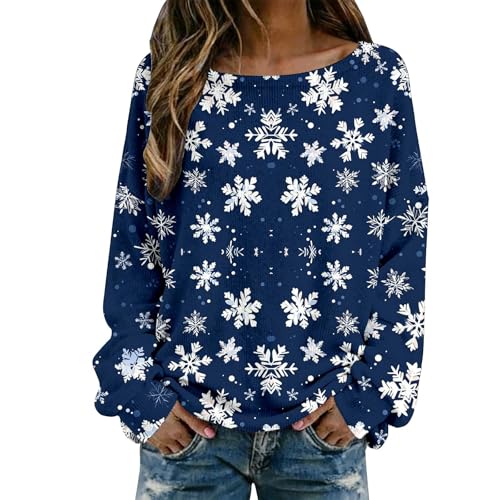 Jersey de Navidad para mujer, divertido estampado de vino tinto, sudadera de Navidad, cuello redondo, suéter de Navidad, suéter de Navidad, sudadera de gran tamaño, camiseta de manga larga para niña