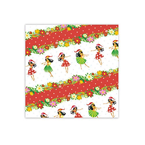 Holiday Hula Honeys Hawaiian Christmas Red Gift Wrap Paper 2 Rolls