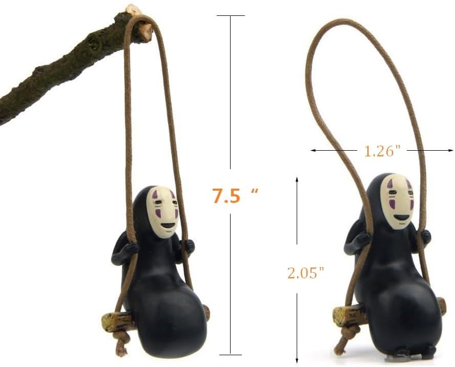 Miniatura 4 de Studio Ghibli Merch - Juego de accesorios para automóvil, 1 colgante de automóvil masculino sin rostro Ghibli y 40 accesorios para espejo retrovisor