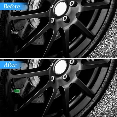 Image of Osilly Car Tire Stem Valve Caps, 4 Pcs Aluminum Alloy Valve Stem Covers, Corrosion Resistant Leak-Proof Tire Cap Cover Accessories, Hexgon Style Wheel Air Valve Caps for SUV Car Bike (Green)