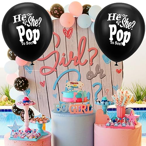 Thinp 541358_3_Y7NQN4PY 2 Pieces Gender Reveal Balloon With Confetti And Darts, 36Inch Large Confetti Balloons Boy Or Girl Black Balloons With Ribbons For Party Supplies Gender Reveal Decorations thumb #4
