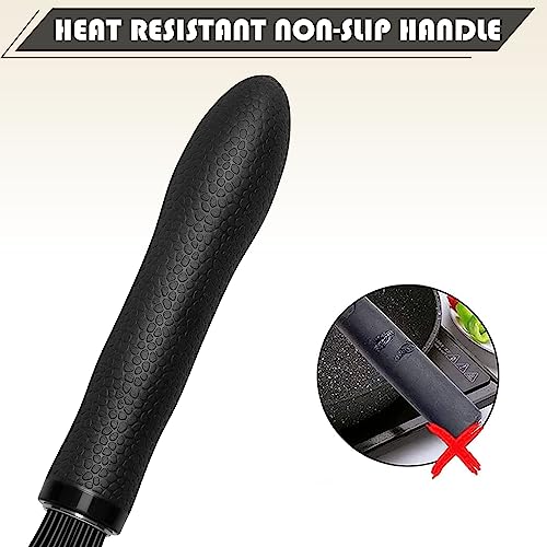 Teevea Silicone Whisk,Kitchen Silicone Whisks For Cooking Non Scratch,Wisking Tool Metal Wire Stainless Steel Whisk Egg Bread Silicone Wisk,Small Mini Heat Resistant Whisk 11-Inch,Black #TOP3