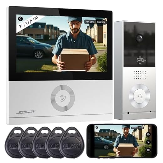 Somikon WLAN Türsprechanlage: WLAN-Full-HD-Video-Gegensprechanlage mit 17,8-cm-Touchscreen (7"), App (Türsprechanlage mit Kamera, Video, Überwachungskamera Set)