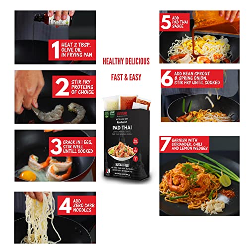 Sunturi Keto-Friendly Pad Thai Noodles With Sauce: Delicious Healthy Keto Noodles No Carb Meals In Minutes With All-In-One Solution, Perfect For Keto, Low-Carb Diets- Only 6G Carbs Per Serving, Ready To Cook Pad Thai Carbless Noodles -No Sugar thumb #5