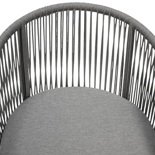 DEGAMO Gartenstuhl Ancona, Metall anthrazit anthrazit + Rope grau, mit Kissen grau, modern, Outdoor, 4 STCK.