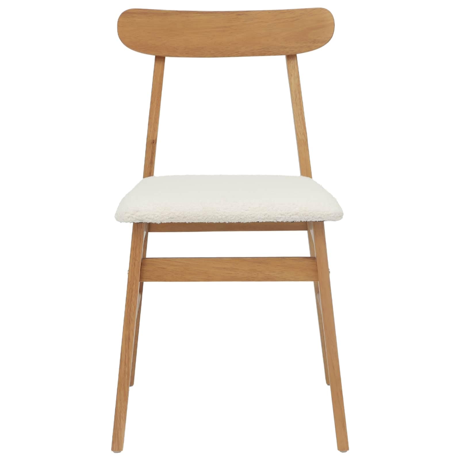 Lot de 2 chaises de salle à manger - Style vintage - En bois massif - Bois d'hévéa - Naturel clair - Avec coussin d'assise - Pour salle à manger, cuisine et salon, max. 160 kg