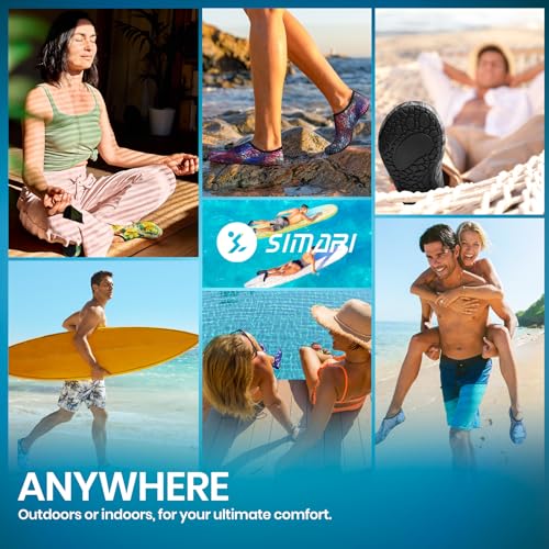 Image of SIMARI Water Shoes for Women Men Swim Aqua Socks Beach Pool Essentials Barefoot Surf River Boat Kayak Sea Yoga Sand Exercise Sport Accessories Breathable Quick-Dry Adult Youth Kid Size SWS001