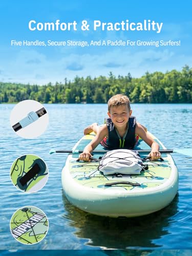 Image of Niphean (Extra Large) Inflatable Paddle Board, SUP for 2+1 People /Family 500lbs Capacity Stand Up Paddle Board with SUP Accessories, StabilTrac Fin Non-Slip Paddleboard for Adults