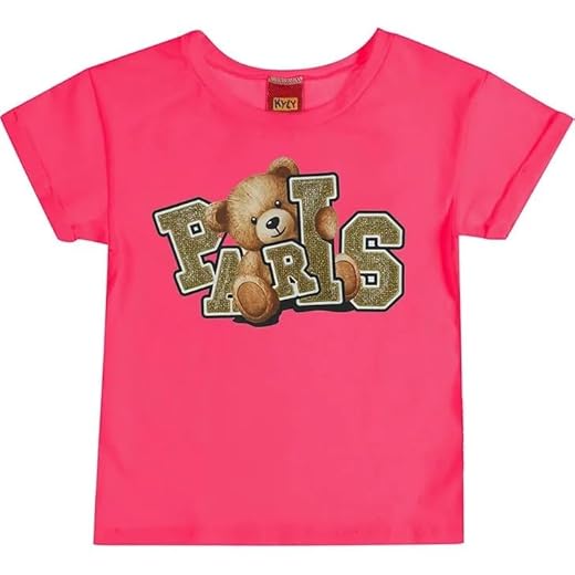 Blusa Verão Infantil Menina 100% Algodão Kyly Tam 4 a 8 (BR, Idade, 4 Anos, Regular, Rosa)