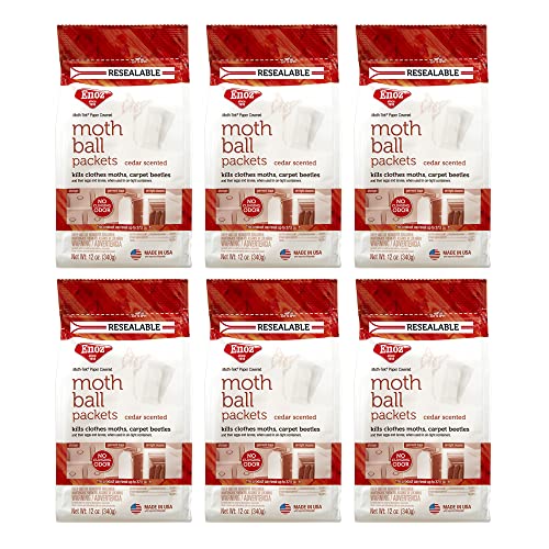 Enoz Moth-Tek Packets Cedar Scent - 12 oz. Bag (6) Kills Clothes Moths, Carpet Beetles, and Eggs and Larvae
