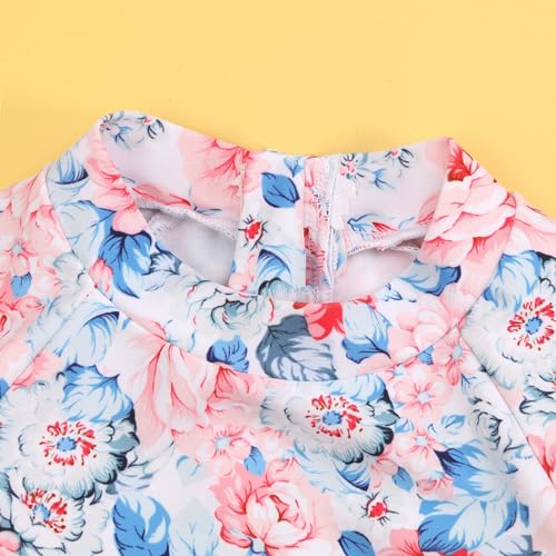 Toddler Baby Girls Swimsuit One Piece Long Sleeve Bathing Suit Rash Guard Floral Ruffle Surfing Swimsuits Swimwear4