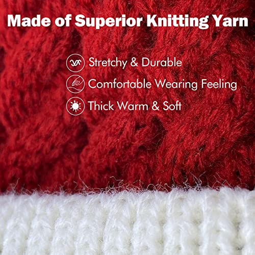 Christmas Baby Santa Hat, Xmas Knit Baby Beanie Hat with Pom Keep Warm for Children Toddler : 0 to 3 Years Old(Red)2