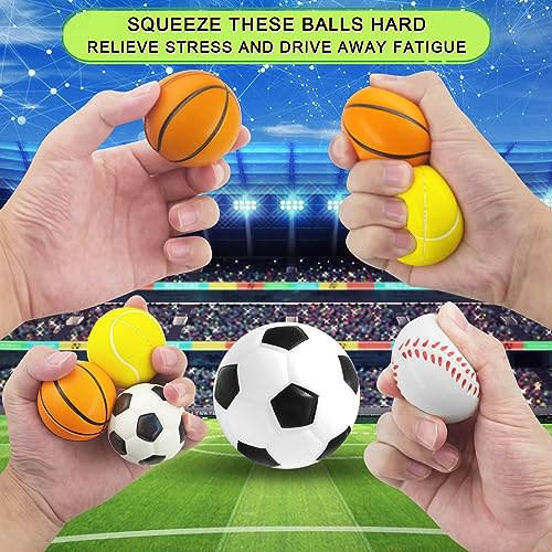 12 Stück Stressball, Mini Sportbälle, Antistressball Kinder, Enthält Fußball Basketball Tennis Baseball Stressbälle Anti Stress Geschenke für Erwachsene Kinder, Stress Angst Linderung