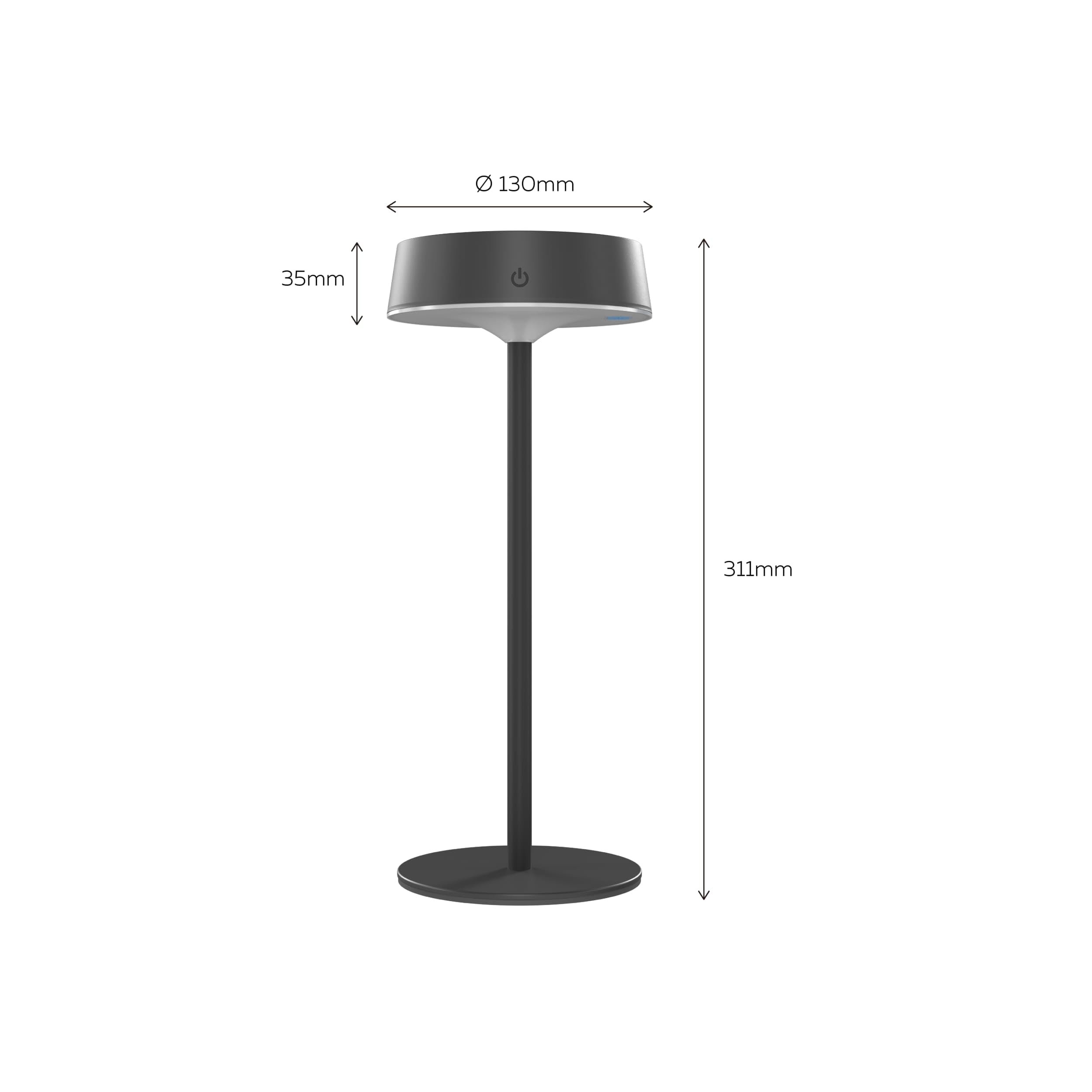 CALEX Parma Solar Tischlampe, wiederaufladbar, kabellos, dimmbar, warmweißes Licht, wasserdicht, Aluminium, Schwarz, 3er Pack