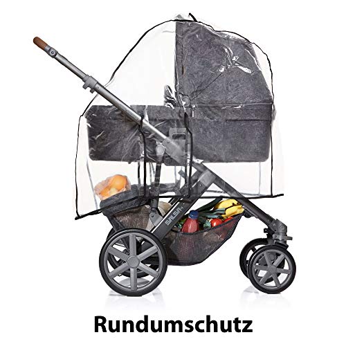 ABC Design Universal Regenschutz – für Kinderwagen mit Babywanne & Sportsitz – Schadstofffrei – Farbe: transparent