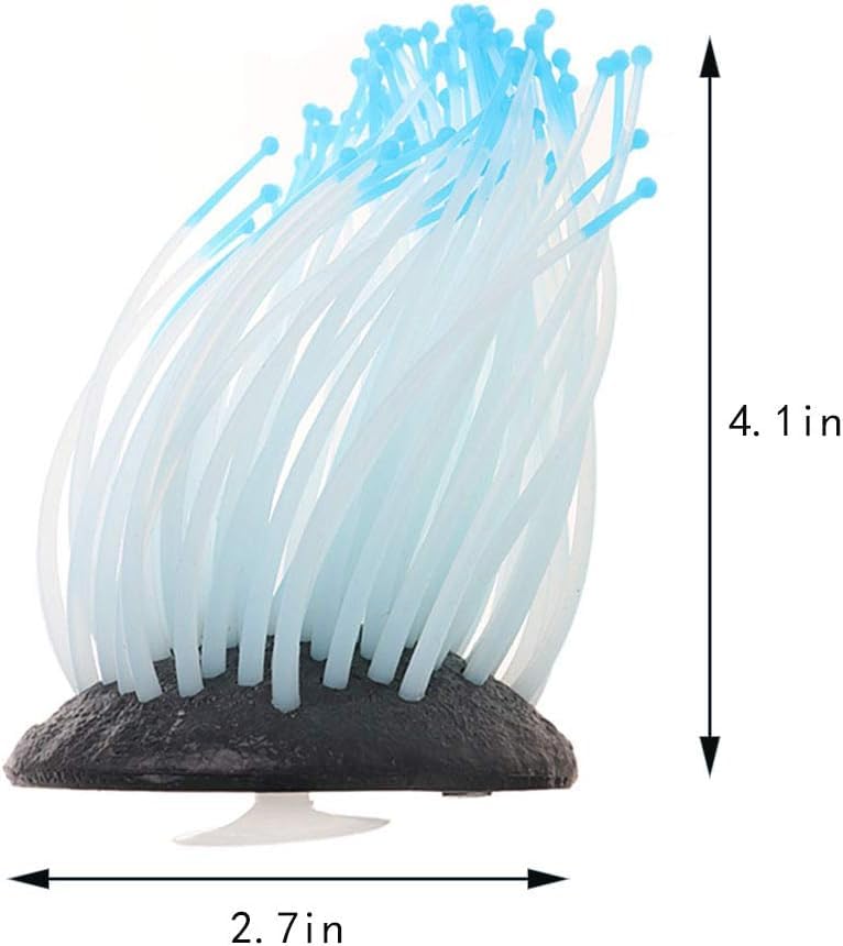 Image of 2PCS Artificial Silicone Anemone Coral Plant Glowing Fish Tank Decor | Artificial Soft Glow Aquarium Decorations,Silicone Simulation Sea Anemone Coral Ornament for Fish Tank Decor