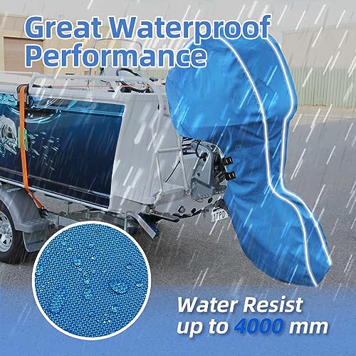 zenicham 600D Fade and Crack Resistant Trailerable Full Outboard Motor Cover,Waterproof and UV-Proof Boat Motor Cover,Boat Engine Cover with Reflective Strips and Adjustable Strap Blue(Fits 20-30 HP) - image 6