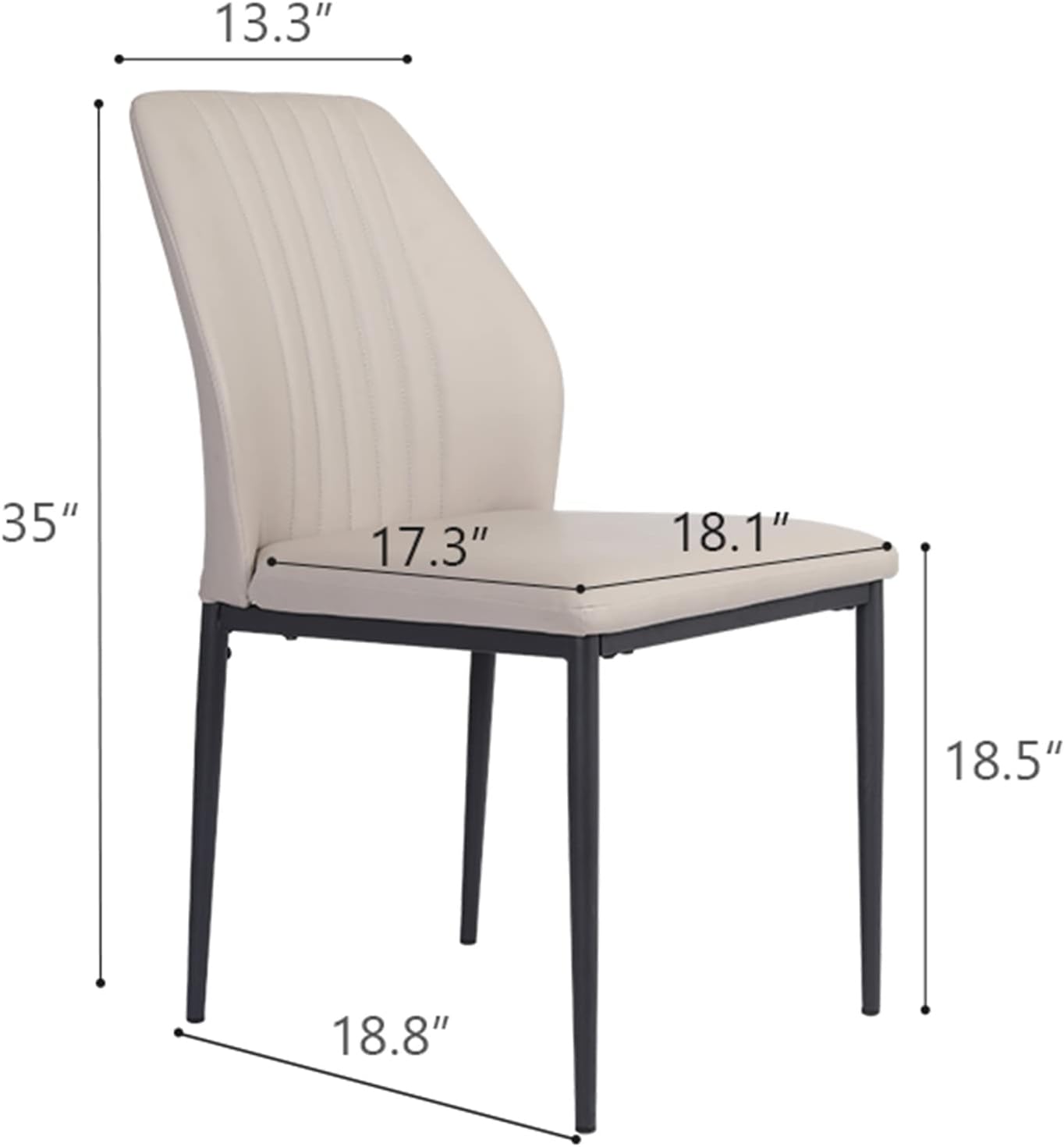 HIPIHOM Set of 2 Dining Chairs,Modern Kitchen & Dining Room Chairs,Armless Upholstered Dining Chairs in Faux Leather Cushion Seat and Sturdy Metal Legs,Beige - Chairs