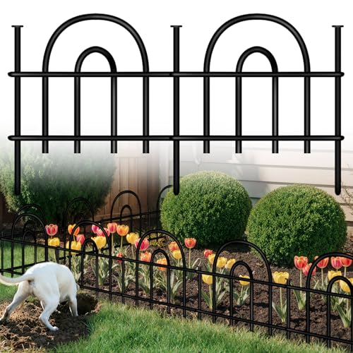 Decorative Garden Fence, 15 Panels No Dig Fence, 21.25 ft(L) x 13 in(H) Animal Barrier for Dogs Rabbits, Rustproof Metal Arched Decorative Garden Fences for Flower Bed, Outdoor, Yard, Patio