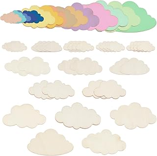 OLYCRAFT 35Pcs Mixed Sizes Cloud Shape Wooden Pieces Unfinished Wood Slices Unfinished Cloud Wood Cut Out Unfinished Blank Slice Unfinished Wood Ornaments for Painting Drawing DIY Project Crafts