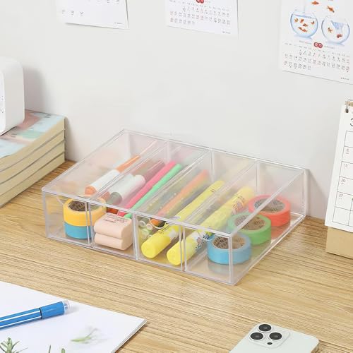 Image of 2PC Acrylic Sunglass Organizer with 2PC Glasses Cleaning Cloth, Clear Glasses Holder, Eyeglass Eyewear Display Case 4 Drawer Tray for Women Men Glasses Jewelry Watch Make-up Storage