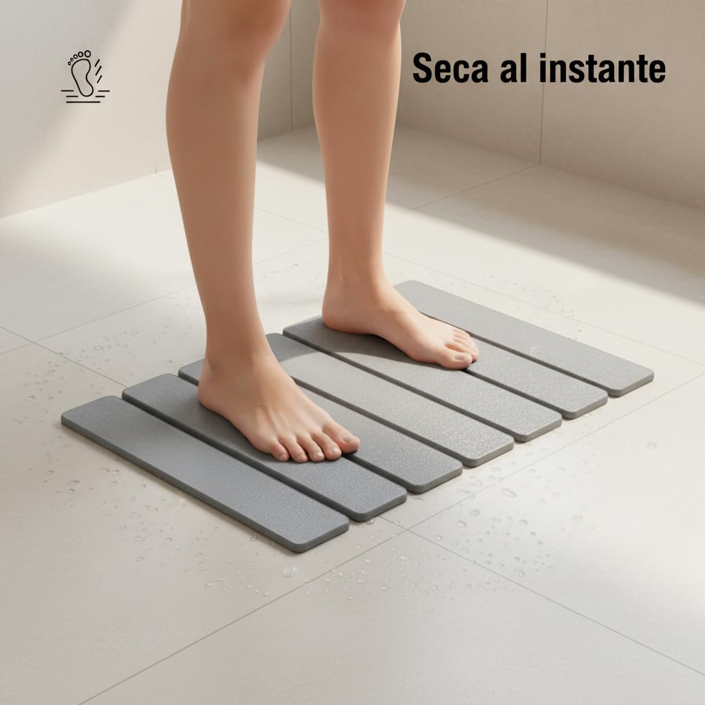 Pincho Alfombra Diatomita Baño, Alfombrilla Cocina, Escurreplatos Diatomita, Alfombra Ducha Antideslizante Plegable, Alfombrilla Fregadero Secado Rapido - 30x40 cm Gris, Baño y Cocina — view 4
